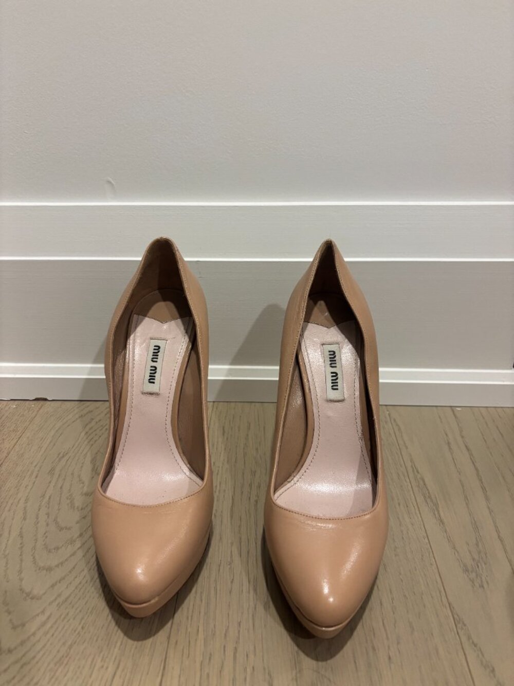 Miu Miu Nude Leather High Heel Pumps